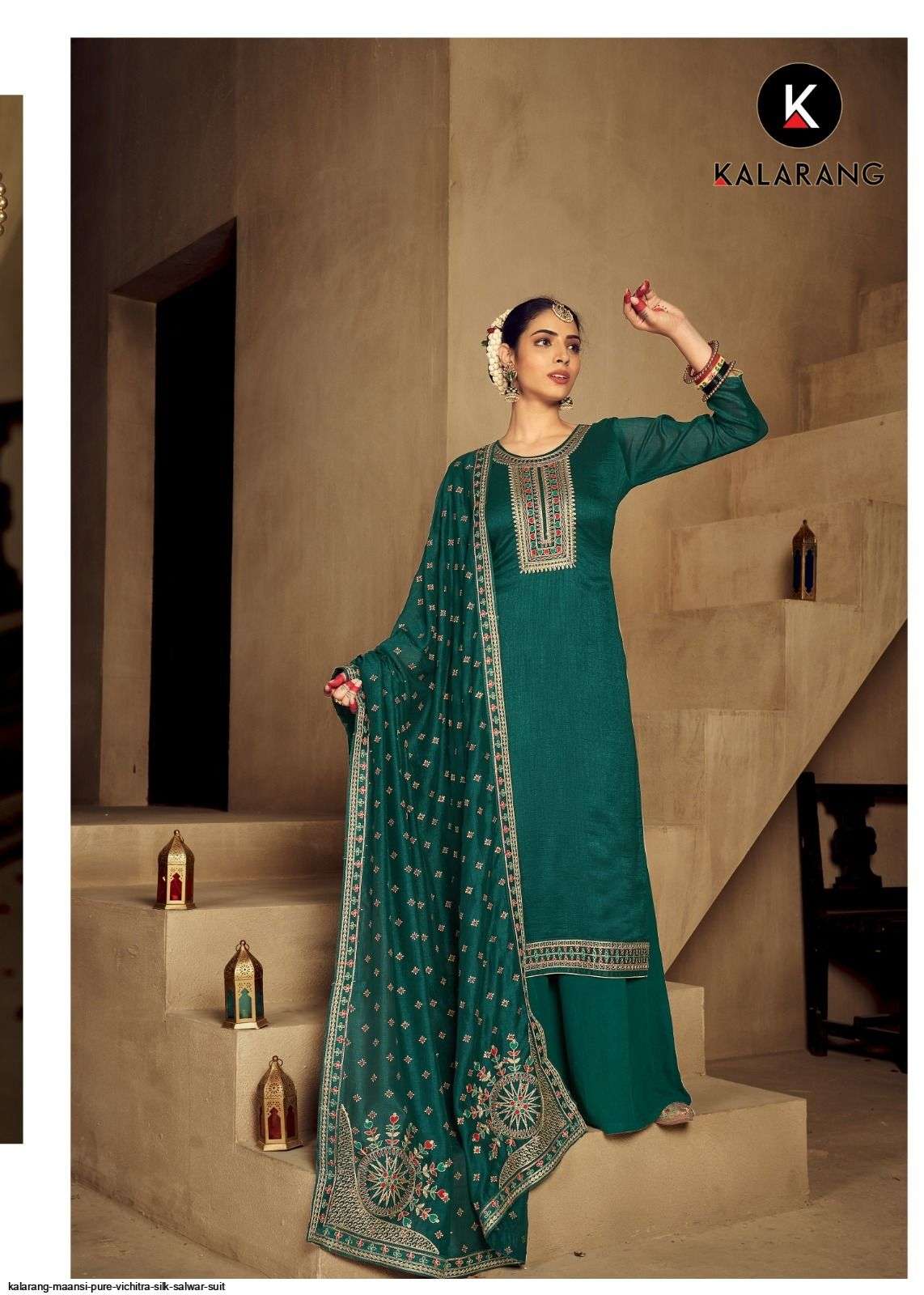 Maansi By Kalarang 10381 To 10386 Series Beautiful Stylish Suits Fancy Colorful Casual Wear & Ethnic Wear & Ready To Wear Pure Vichitra Silk Dresses At Wholesale Price