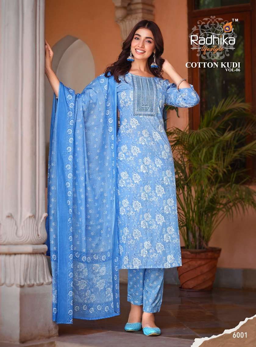 Cotton Kudi Vol-6 By Radhika Lifestyle 6001 To 6008 Series Beautiful Stylish Festive Suits Fancy Colorful Casual Wear & Ethnic Wear & Ready To Wear Cotton Print Dresses At Wholesale Price