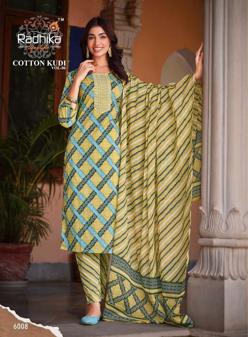 Cotton Kudi Vol-6 By Radhika Lifestyle 6001 To 6008 Series Beautiful Stylish Festive Suits Fancy Colorful Casual Wear & Ethnic Wear & Ready To Wear Cotton Print Dresses At Wholesale Price