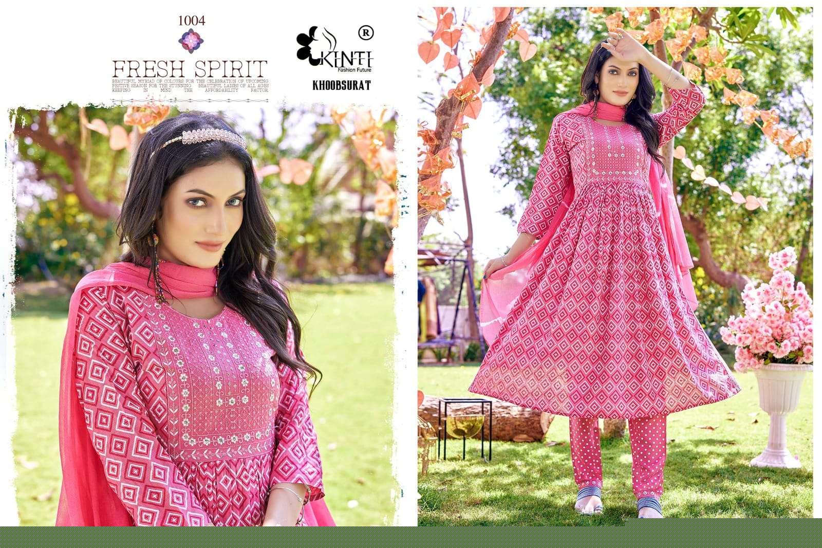Khoobsurat By Kinti 1001 To 1006 Series Beautiful Stylish Fancy Colorful Casual Wear & Ethnic Wear Rayon Slub Kurtis With Bottom At Wholesale Price