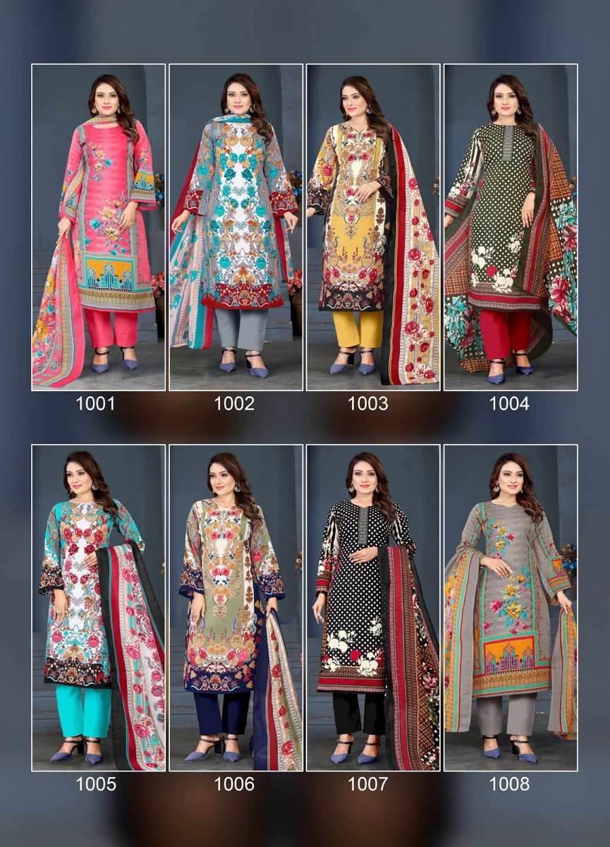 Gazal Vol-1 By Shree Shanti Creation 1001 To 1008 Series Beautiful Festive Suits Colorful Stylish Fancy Casual Wear & Ethnic Wear Pure Cotton Print Dresses At Wholesale Price