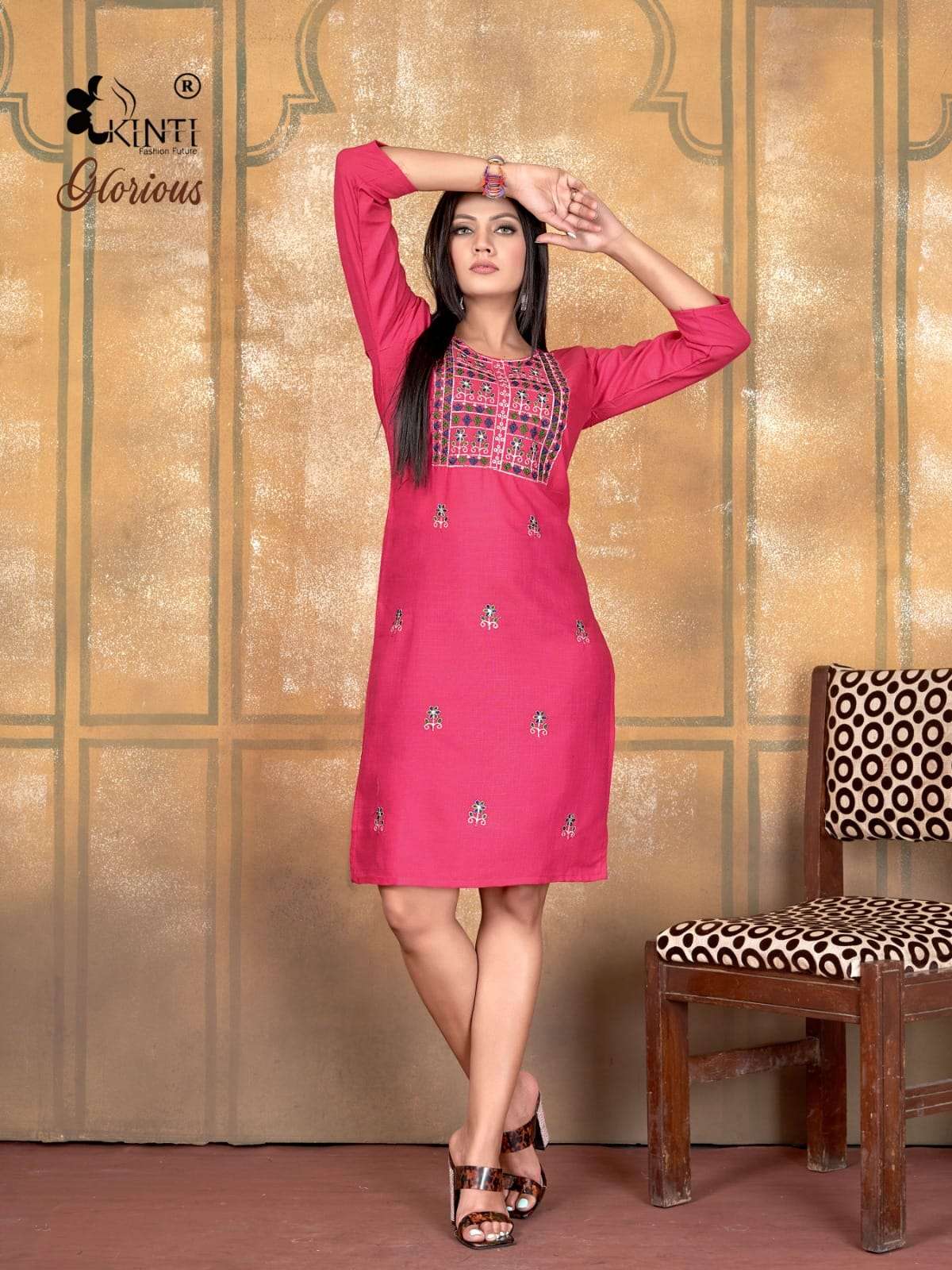 Glorious By Kinti 1001 To 1008 Series Beautiful Stylish Fancy Colorful Casual Wear & Ethnic Wear Heavy Rayon Foil Kurtis At Wholesale Price