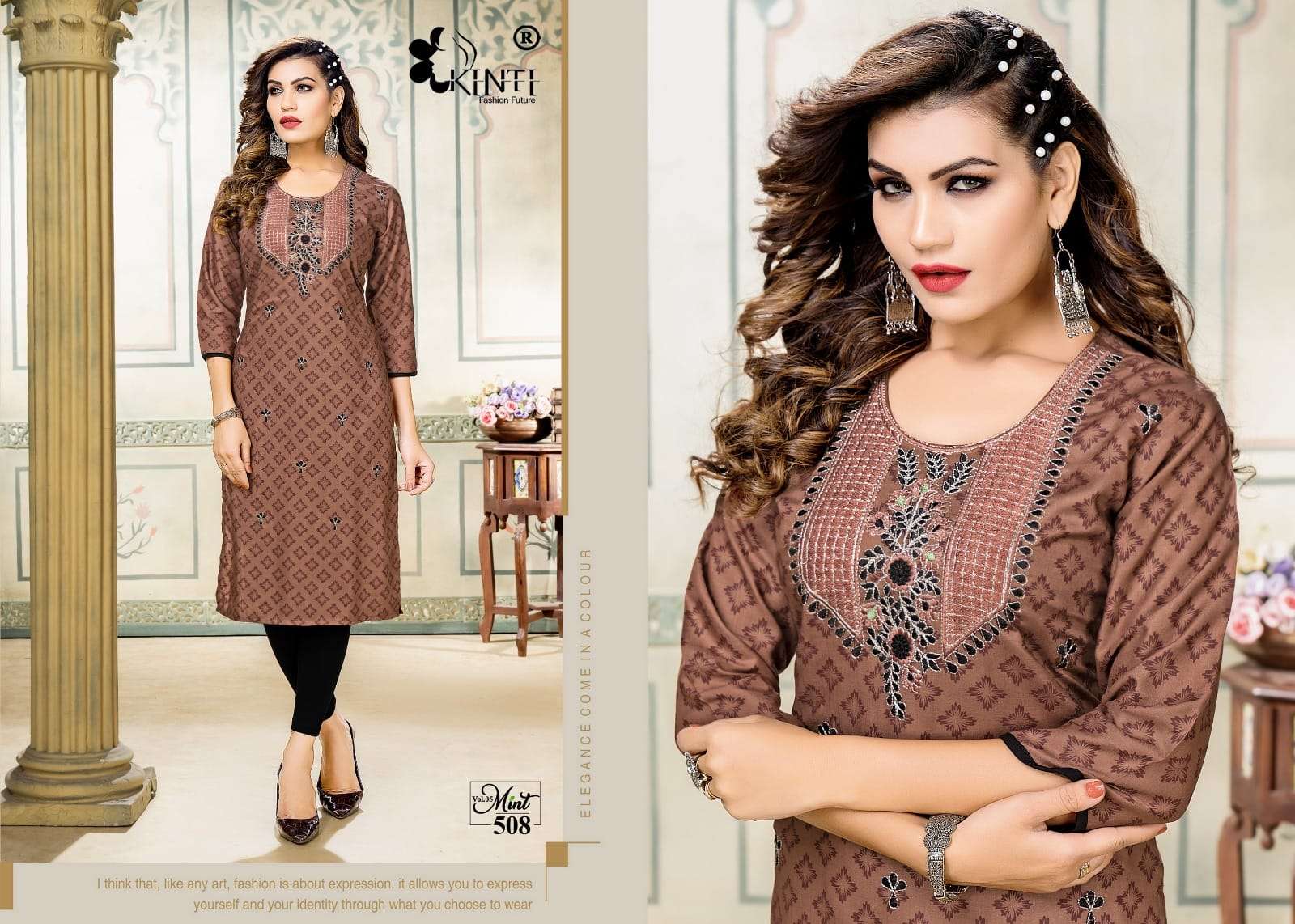 Mint Vol-5 By Kinti 501 To 508 Series Beautiful Stylish Fancy Colorful Casual Wear & Ethnic Wear Heavy Rayon Slub Print Kurtis At Wholesale Price