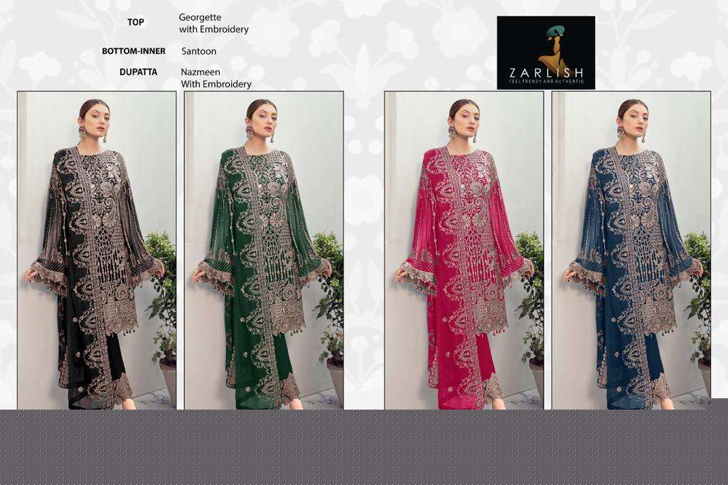 Zarlish 117 Colours By Zarlish 117-A To 117-D Series Beautiful Stylish Pakistani Suits Fancy Colorful Casual Wear & Ethnic Wear & Ready To Wear Georgette Embroidery Dresses At Wholesale Price
