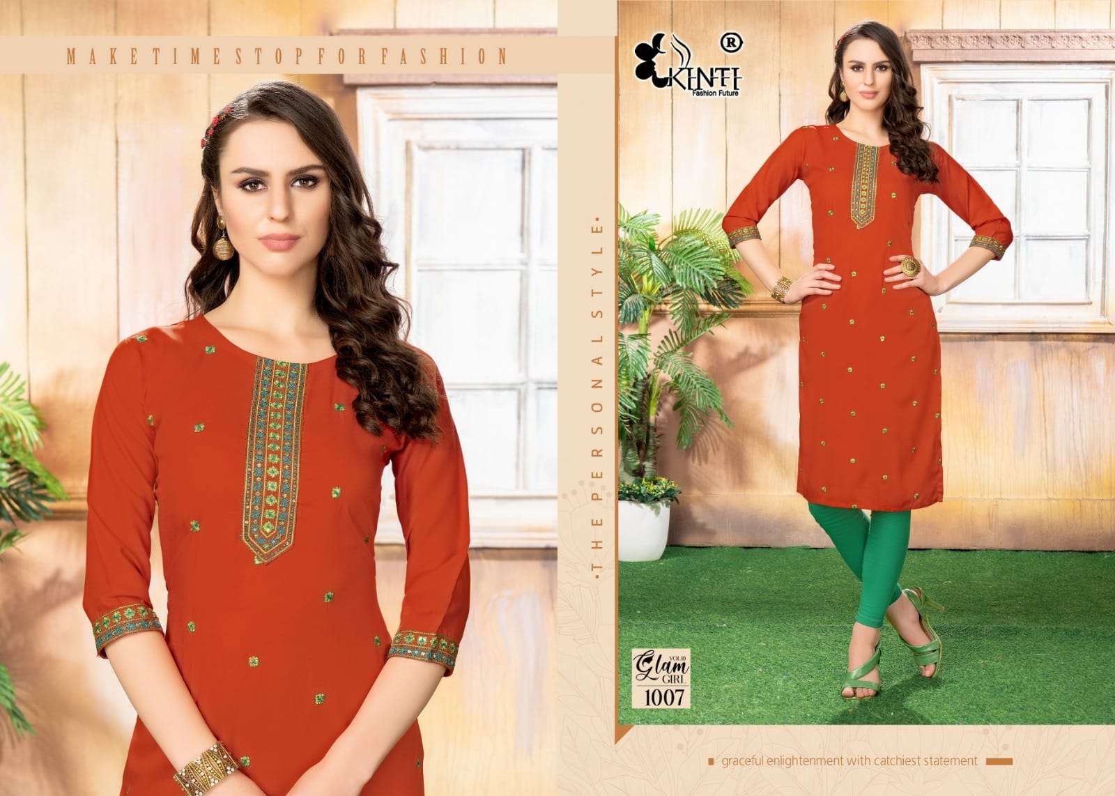 Glam Girl Vol-10 By Kinti 1001 To 1008 Series Designer Stylish Fancy Colorful Beautiful Party Wear & Ethnic Wear Collection Heavy Rayon Embroidered Kurtis At Wholesale Price
