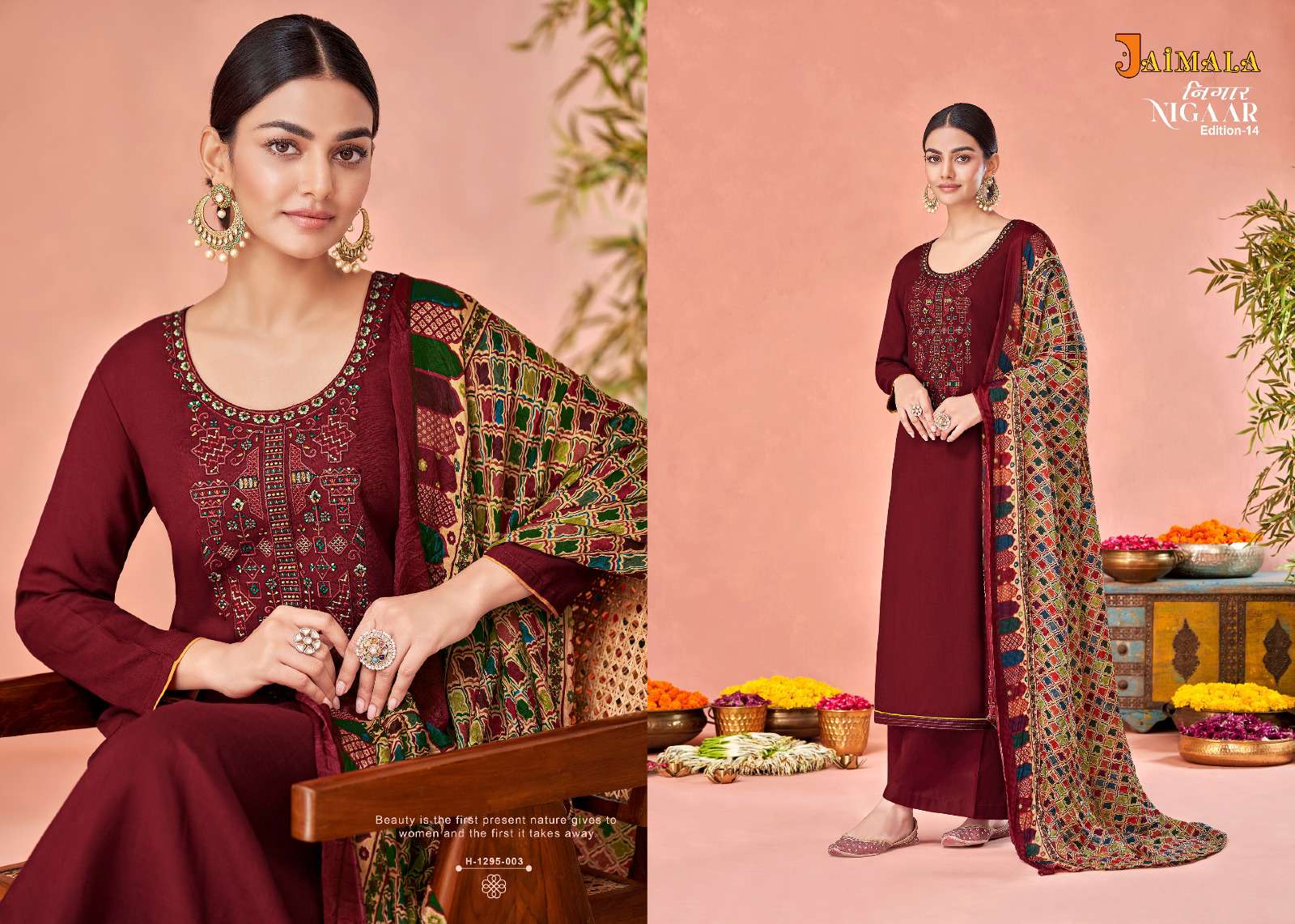 Nigaar Vol-14 By Jaimala 1295-001 To 1295-008 Series Designer Suits Collection Beautiful Stylish Colorful Fancy Party Wear & Occasional Wear Rayon Slub Dresses At Wholesale Price