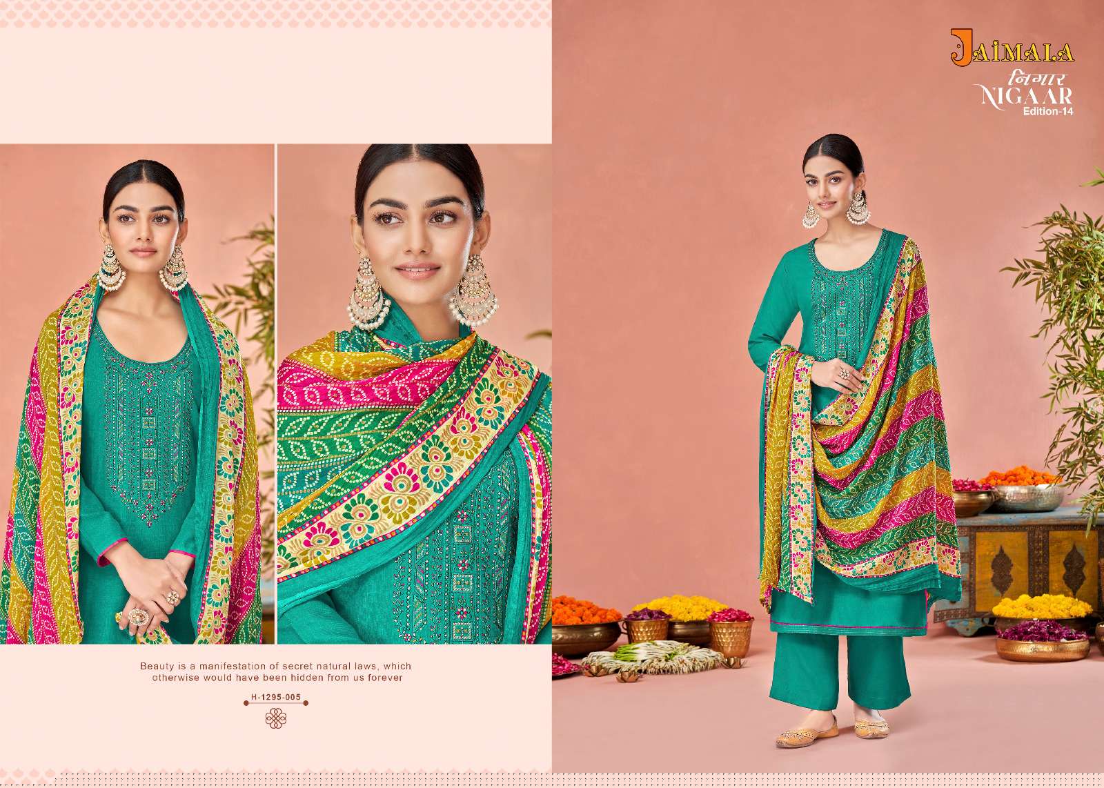 Nigaar Vol-14 By Jaimala 1295-001 To 1295-008 Series Designer Suits Collection Beautiful Stylish Colorful Fancy Party Wear & Occasional Wear Rayon Slub Dresses At Wholesale Price