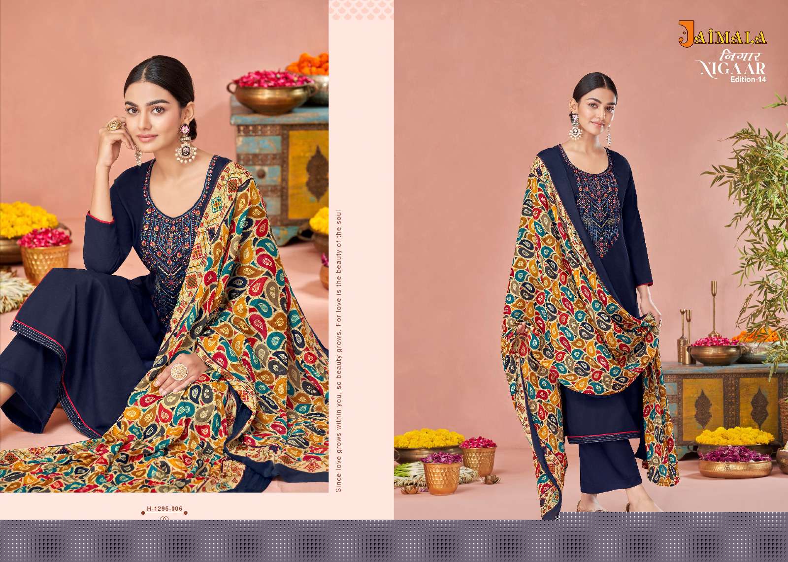 Nigaar Vol-14 By Jaimala 1295-001 To 1295-008 Series Designer Suits Collection Beautiful Stylish Colorful Fancy Party Wear & Occasional Wear Rayon Slub Dresses At Wholesale Price