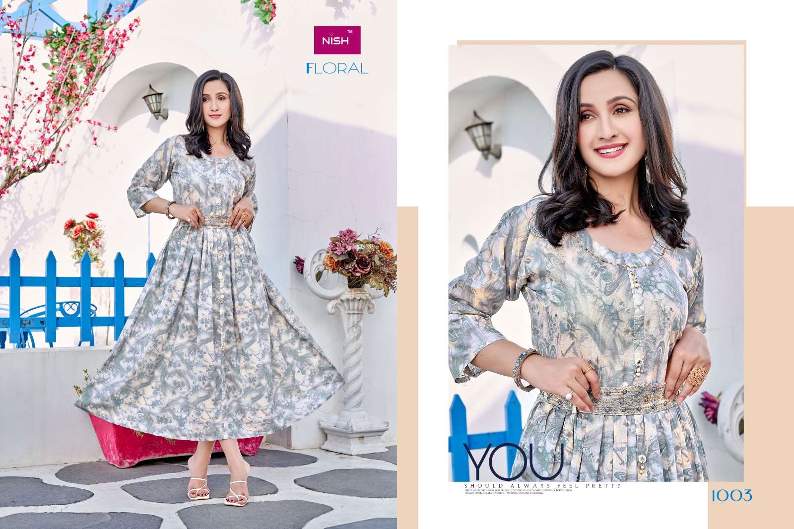 Floral By Nish 1001 To 1008 Series Designer Stylish Fancy Colorful Beautiful Party Wear & Ethnic Wear Collection Heavy Mal Print Gowns At Wholesale Price