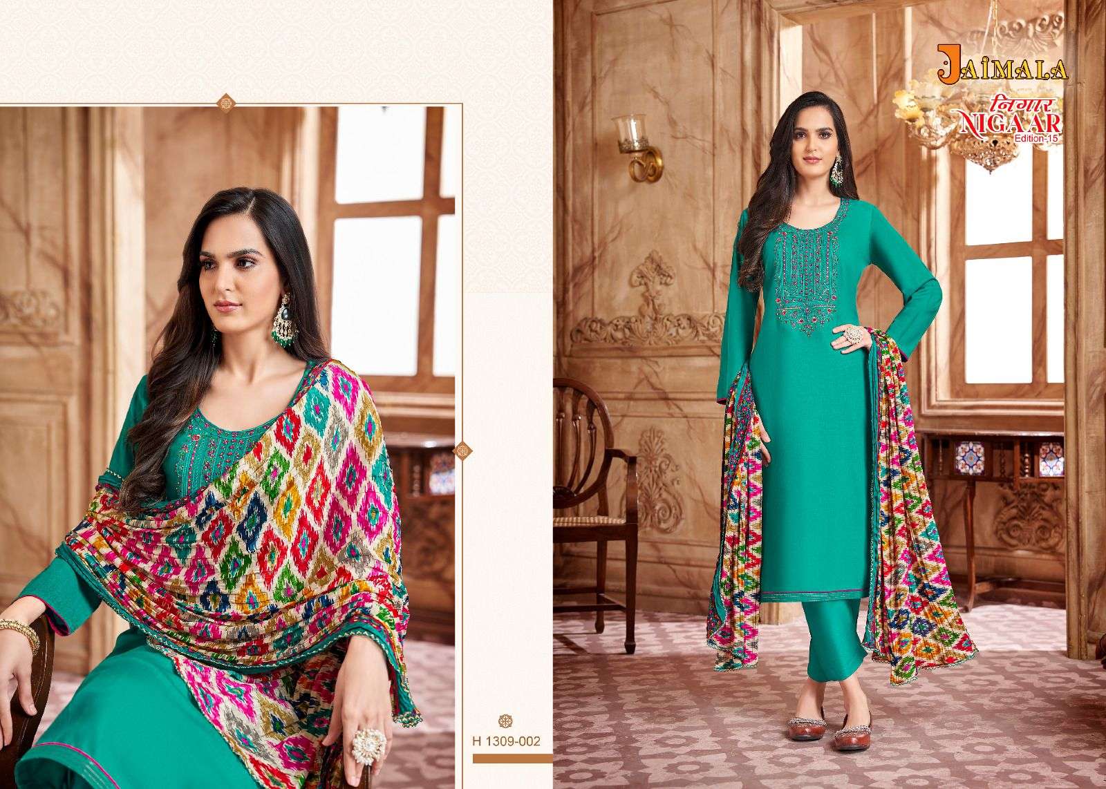 Nigaar Vol-15 By Jaimala 1309-001 To 1309-008 Series Designer Suits Collection Beautiful Stylish Colorful Fancy Party Wear & Occasional Wear Rayon Slub Dresses At Wholesale Price