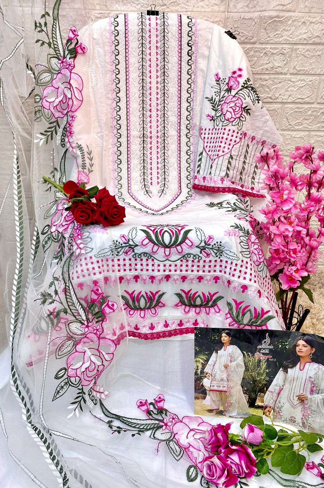 Maryam Vol-2 By Alif Fashion 86 To 87 Series Beautiful Pakistani Suits Stylish Colorful Fancy Casual Wear & Ethnic Wear Pure Cambric Cotton Embroidered Dresses At Wholesale Price