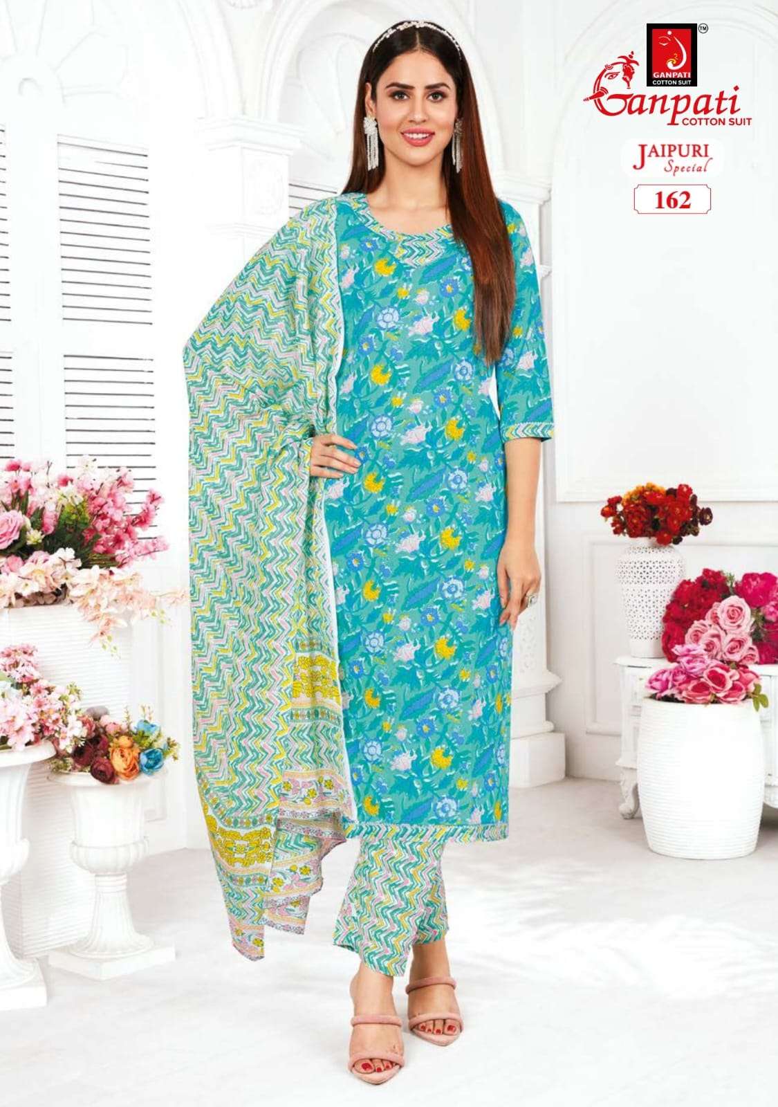 Jaipuri Special Vol-5 By Ganpati Cotton Suits 161 To 175 Series Beautiful Suits Stylish Colorful Fancy Casual Wear & Ethnic Wear Pure Cotton Print Dresses At Wholesale Price