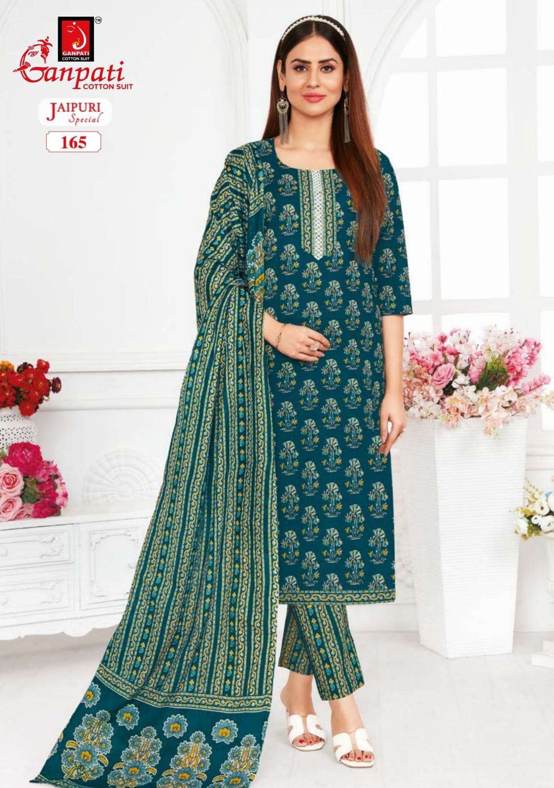 Jaipuri Special Vol-5 By Ganpati Cotton Suits 161 To 175 Series Beautiful Suits Stylish Colorful Fancy Casual Wear & Ethnic Wear Pure Cotton Print Dresses At Wholesale Price