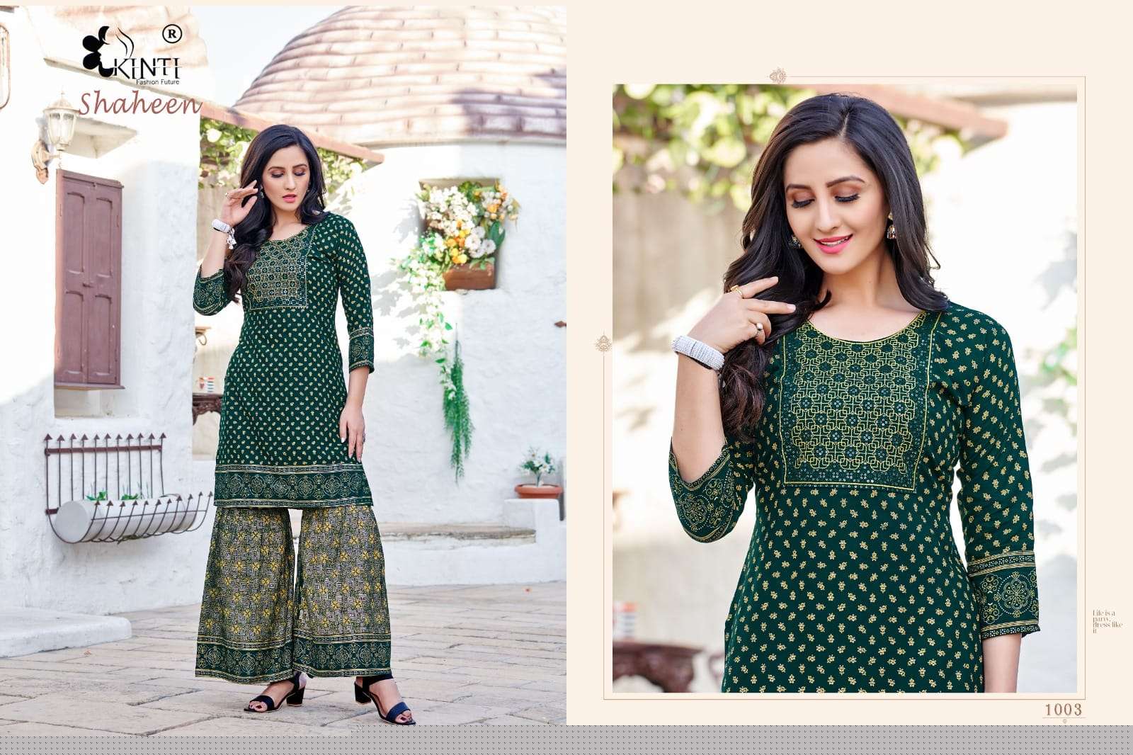 Shaheen By Kinti 1001 To 1006 Series Beautiful Stylish Fancy Colorful Casual Wear & Ethnic Wear Rayon With Work Kurtis With Bottom At Wholesale Price