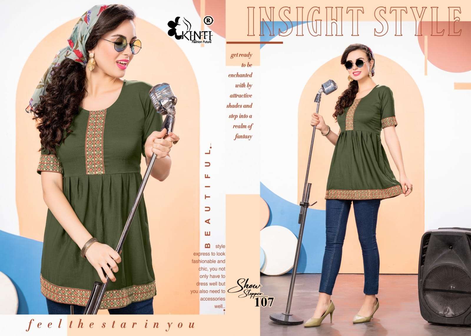 Show Stopper By Kinti 101 To 108 Series Designer Stylish Fancy Colorful Beautiful Party Wear & Ethnic Wear Collection Lycra Slub Tops At Wholesale Price