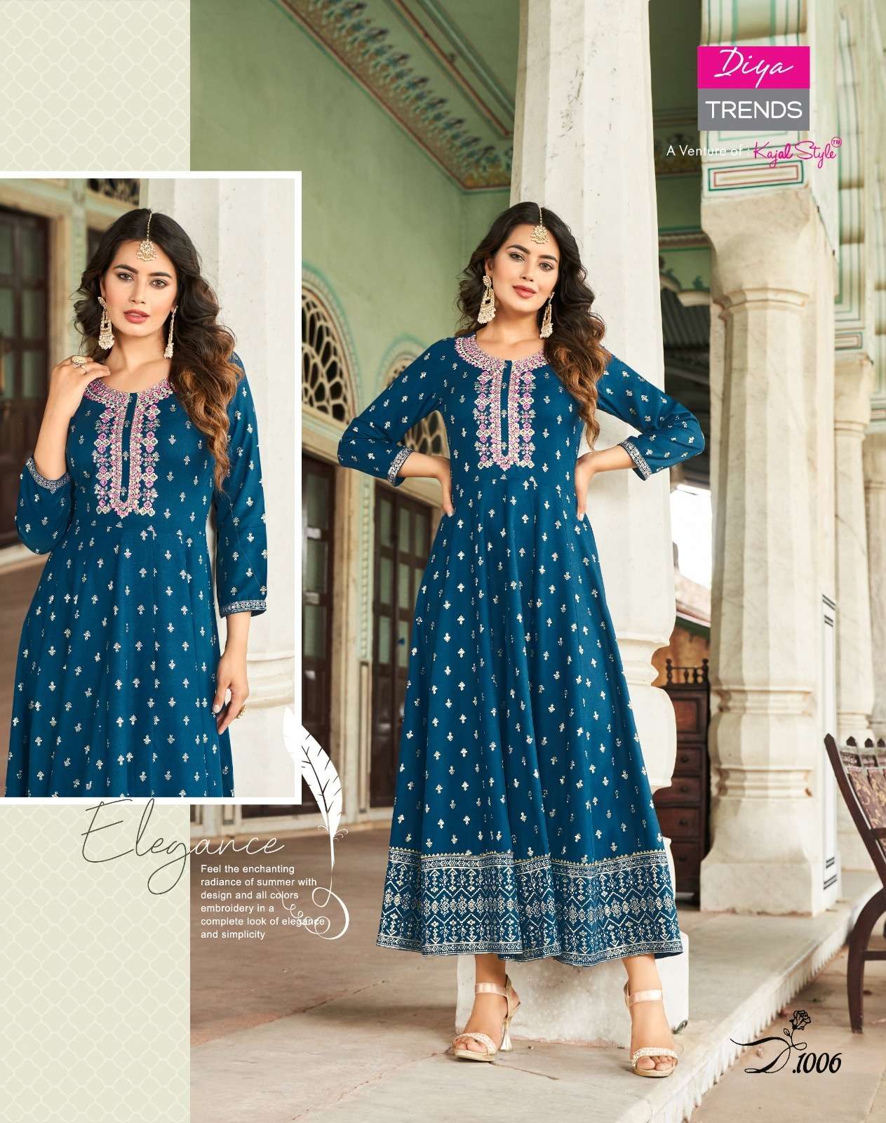 Lakme Vol-1 By Diya Trends 1001 To 1008 Series Designer Stylish Fancy Colorful Beautiful Party Wear & Ethnic Wear Collection Rayon Embroidered Gown At Wholesale Price