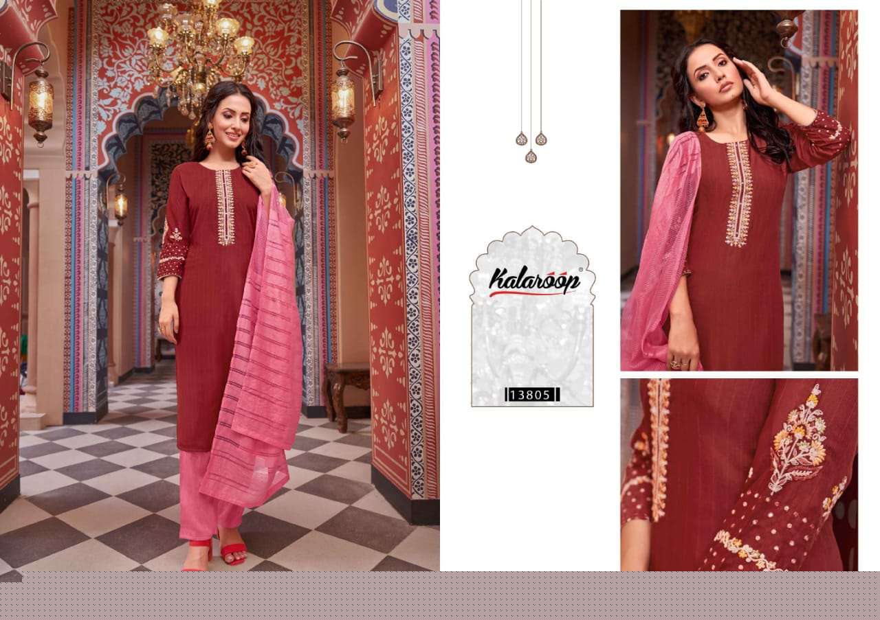 Kalindi By Kalaroop 13800 To 13805 Series Beautiful Stylish Festive Suits Fancy Colorful Casual Wear & Ethnic Wear & Ready To Wear Rayon Embroidered Dresses At Wholesale Price