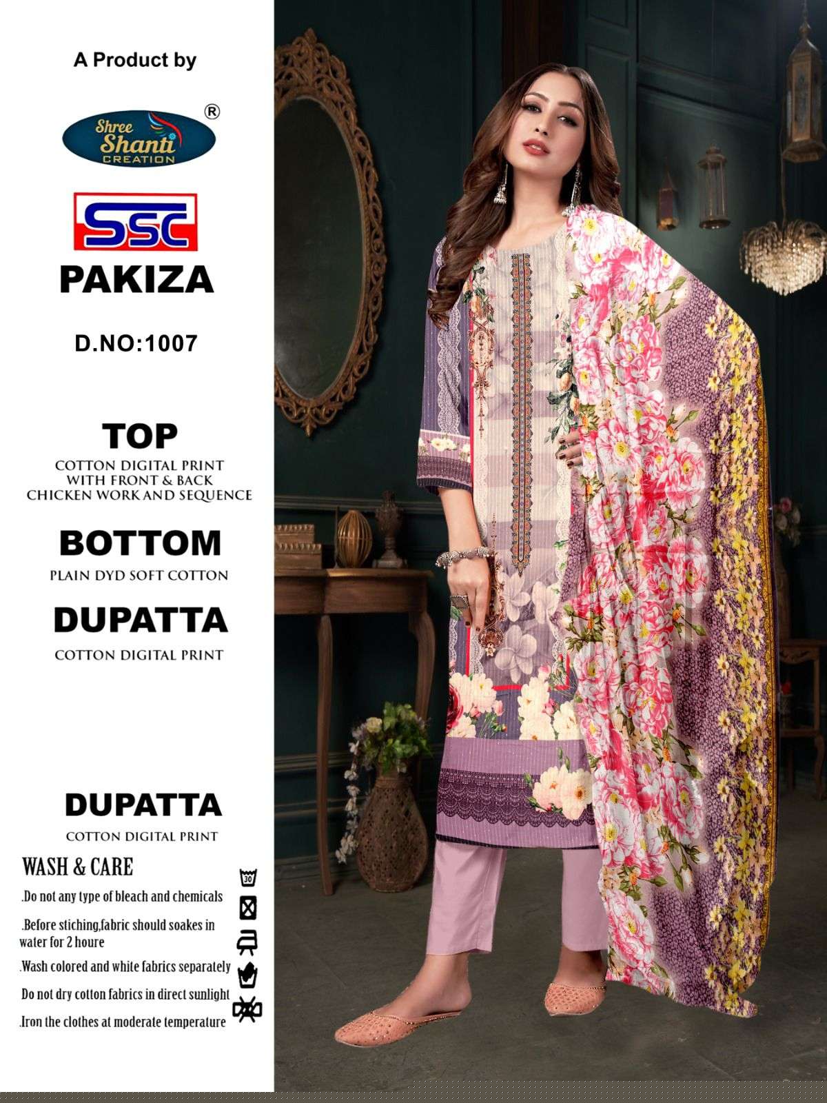 Pakiza By Shree Shanti Creation 1001 To 1008 Series Designer Pakistani Suits Beautiful Fancy Stylish Colorful Party Wear & Occasional Wear Pure Cotton Print With Embroidery Dresses At Wholesale Price