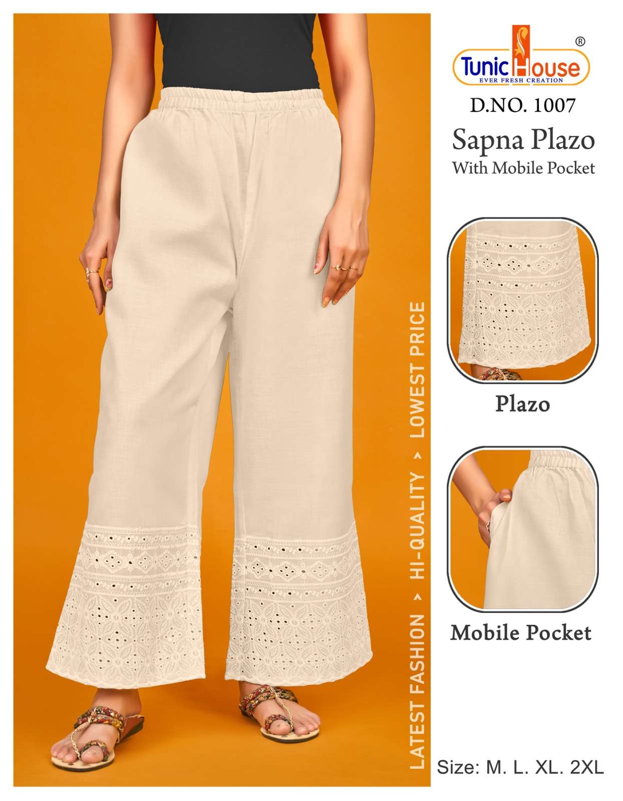 Sapna Plazo 1003 Series By Tunic House 1003 To 1007 Series Stylish Fancy Beautiful Colorful Casual Wear & Ethnic Wear Cotton Palazzo At Wholesale Price