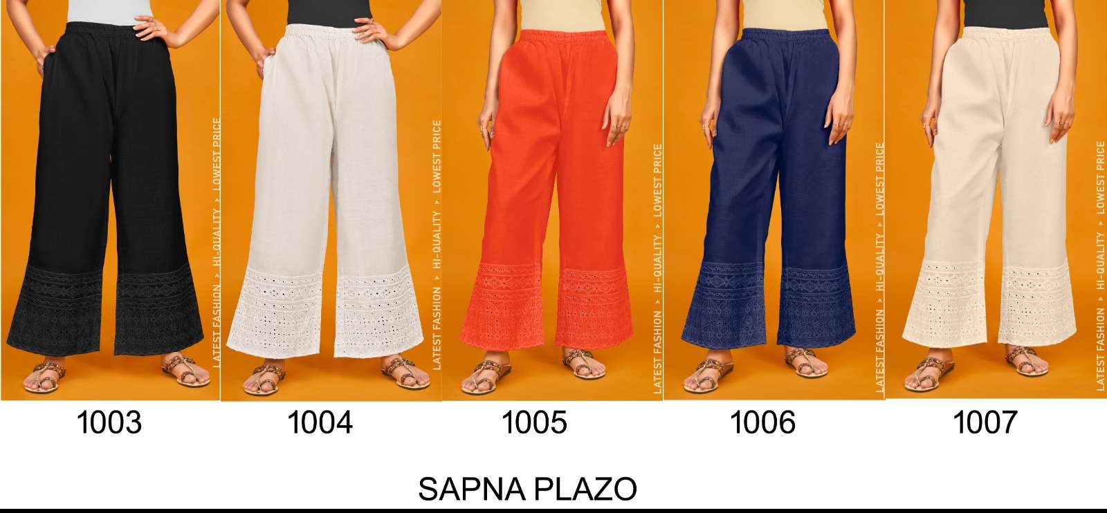 Sapna Plazo 1003 Series By Tunic House 1003 To 1007 Series Stylish Fancy Beautiful Colorful Casual Wear & Ethnic Wear Cotton Palazzo At Wholesale Price
