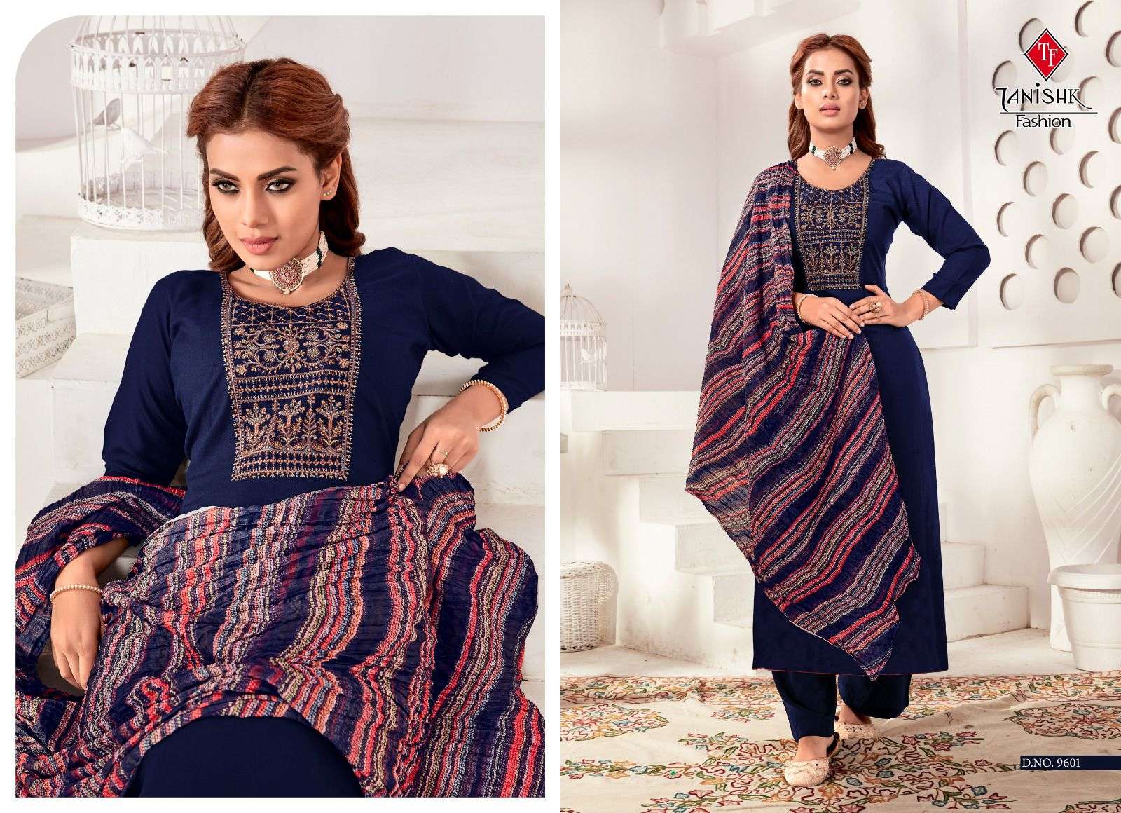 Azar By Tanishk Fashion 9601 To 9608 Series Beautiful Festive Suits Colorful Stylish Fancy Casual Wear & Ethnic Wear Pure Rayon Slub Print Dresses At Wholesale Price