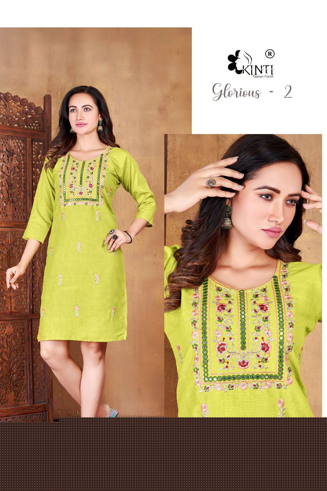 Glorious Vol-2 By Kinti 01 To 08 Series Designer Stylish Fancy Colorful Beautiful Party Wear & Ethnic Wear Collection Rayon Embroidered Kurtis At Wholesale Price