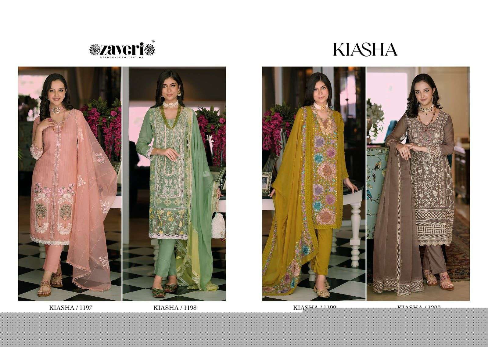 Kiasha By Zaveri 1197 To 1200 Series Beautiful Suits Colorful Stylish Fancy Casual Wear & Ethnic Wear Organza Embroidered Dresses At Wholesale Price