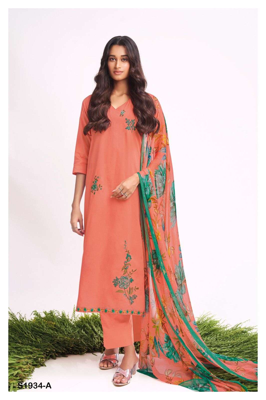 Wishi-1934 By Ganga Fashion 1934-A To 1934-D Series Beautiful Stylish Festive Suits Fancy Colorful Casual Wear & Ethnic Wear & Ready To Wear Cotton Embroidered Dresses At Wholesale Price