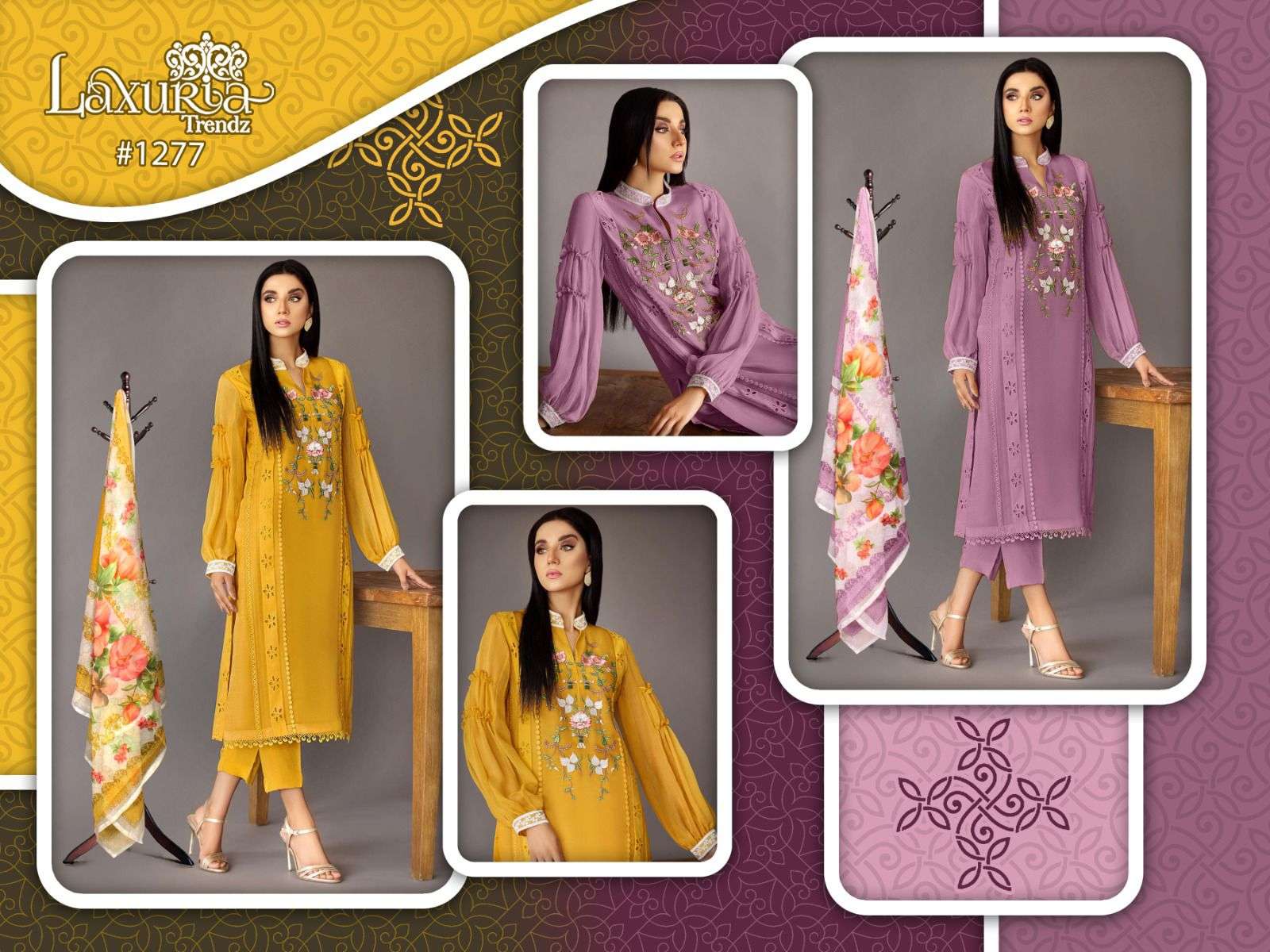 Luxuria Trendz 1277 Colours By Luxuria 1277-A To 1277-B Series Beautiful Festive Suits Colorful Stylish Fancy Casual Wear & Ethnic Wear Faux Georgette Dresses At Wholesale Price