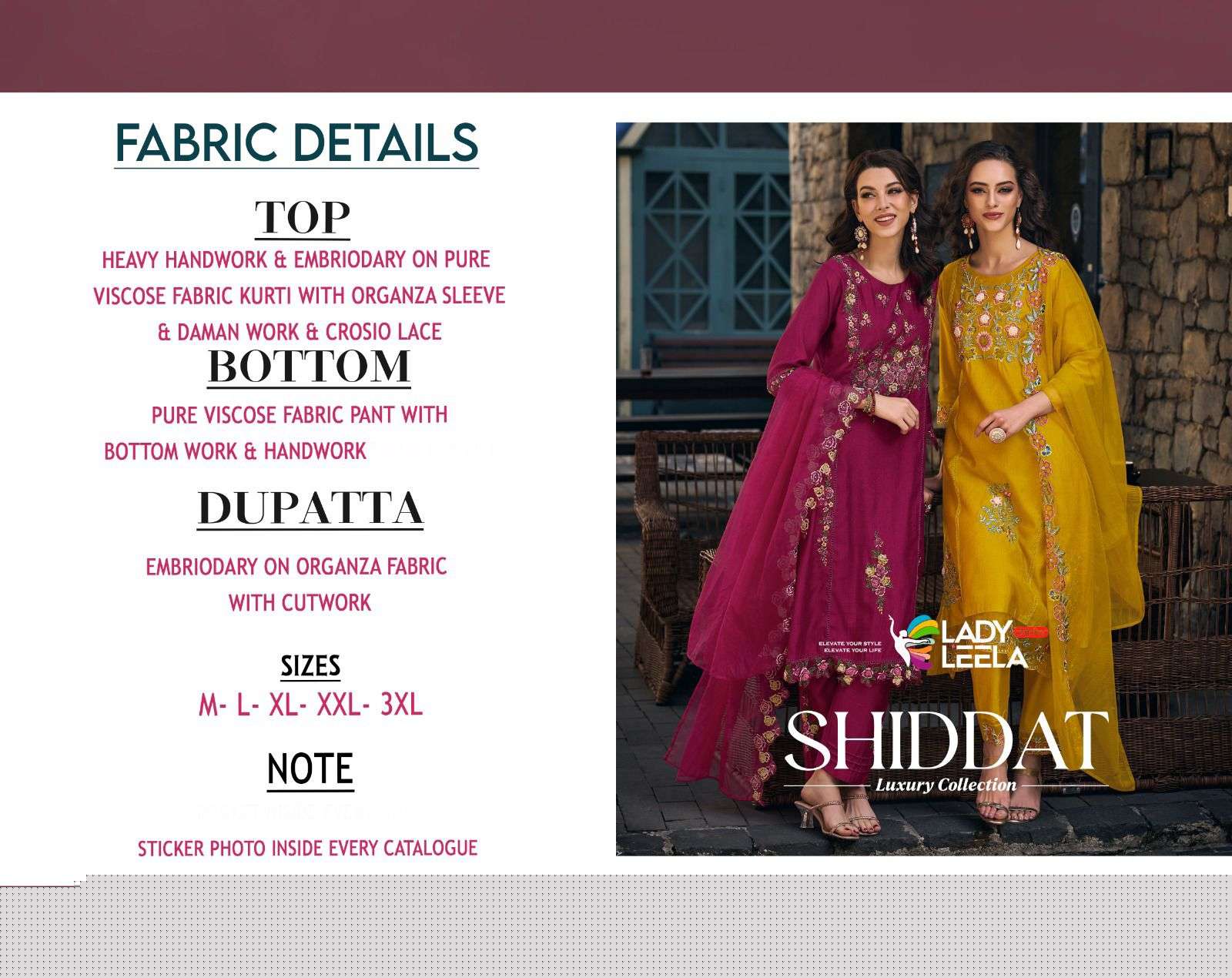 Shiddat By Lady Leela 1031 To 1036 Series Beautiful Festive Suits Colorful Stylish Fancy Casual Wear & Ethnic Wear Pure Viscose Organza Dresses At Wholesale Price