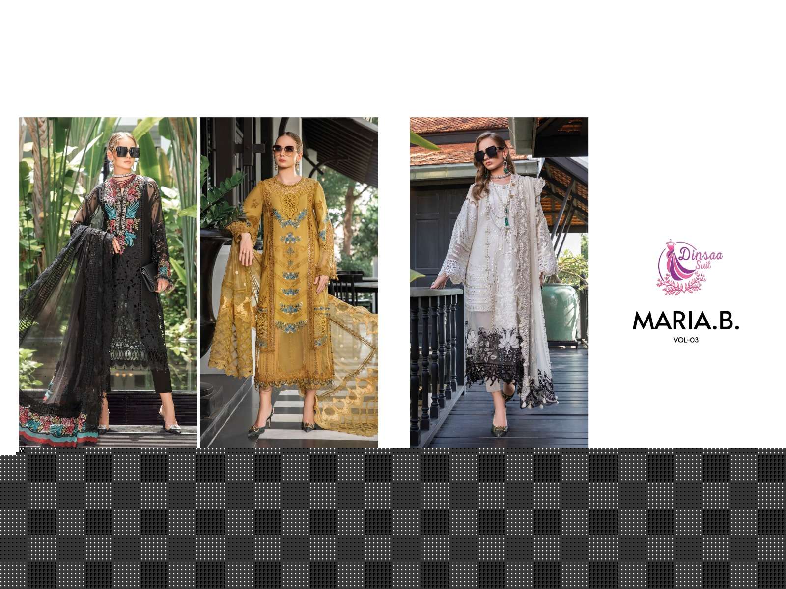 Maria.B. Vol-3 By Dinsaa Suits 208 To 210 Series Beautiful Pakistani Suits Colorful Stylish Fancy Casual Wear & Ethnic Wear Pure Cotton Embroidered Dresses At Wholesale Price