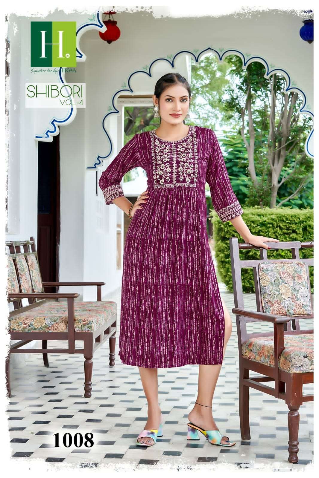 Shibori Vol-4 By Hirwa 1001 To 1008 Series Designer Stylish Fancy Colorful Beautiful Party Wear & Ethnic Wear Collection Rayon Foil Kurtis At Wholesale Price