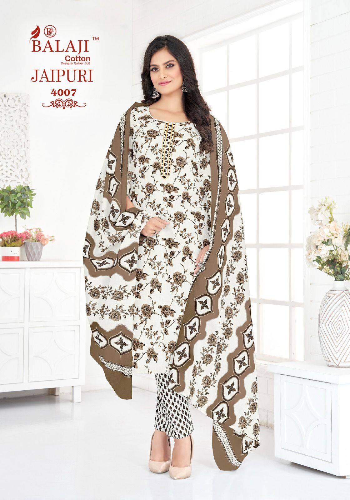 Jaipuri Vol-4 By Balaji Cotton 4001 To 4012 Series Beautiful Festive Suits Colorful Stylish Fancy Casual Wear & Ethnic Wear Cotton Print Dresses At Wholesale Price