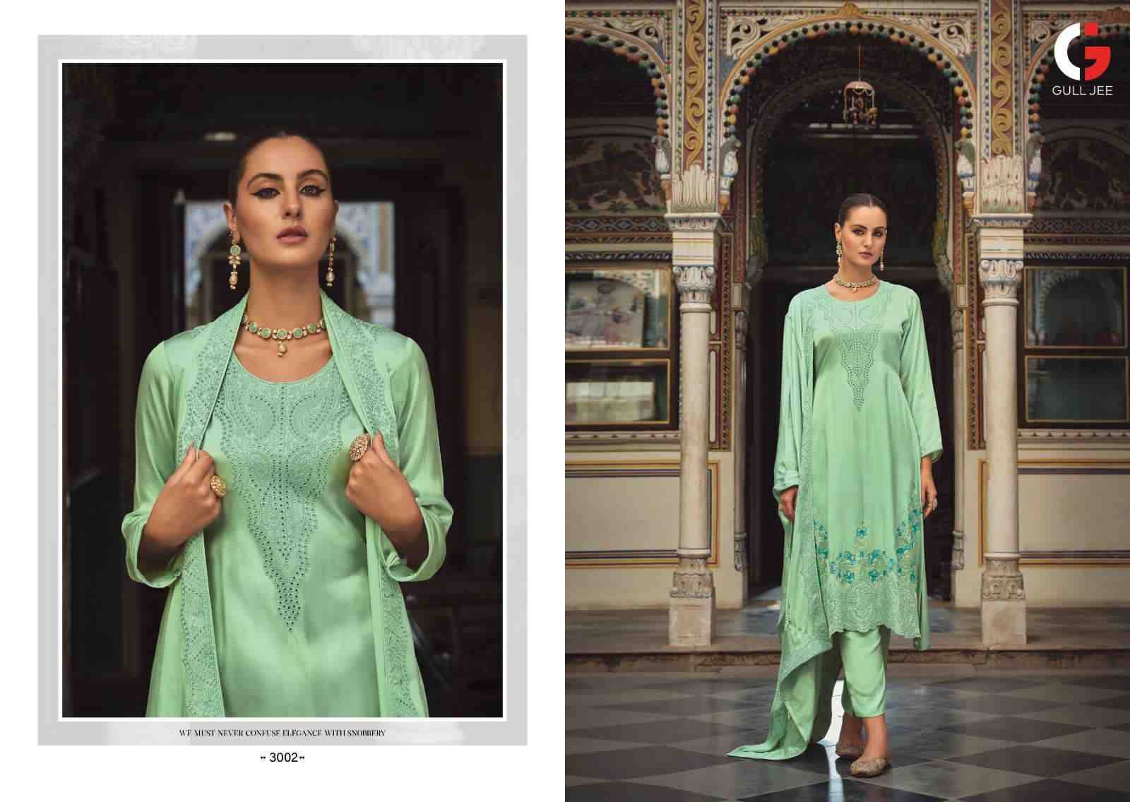 Rania By Gull Jee 3001 To 3005 Series Beautiful Stylish Festive Suits Fancy Colorful Casual Wear & Ethnic Wear & Ready To Wear Viscose Muslin Embroidered Dresses At Wholesale Price