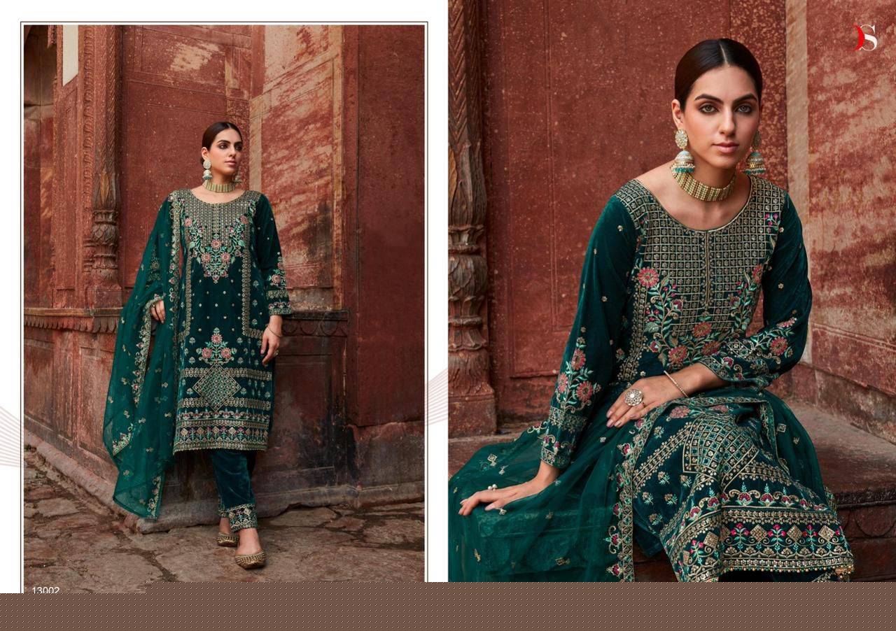 Tahjib By Deepsy Suits 13001 To 13006 Series Festive Suits Collection Beautiful Stylish Fancy Colorful Party Wear & Occasional Wear Velvet Embroidered Dresses At Wholesale Price