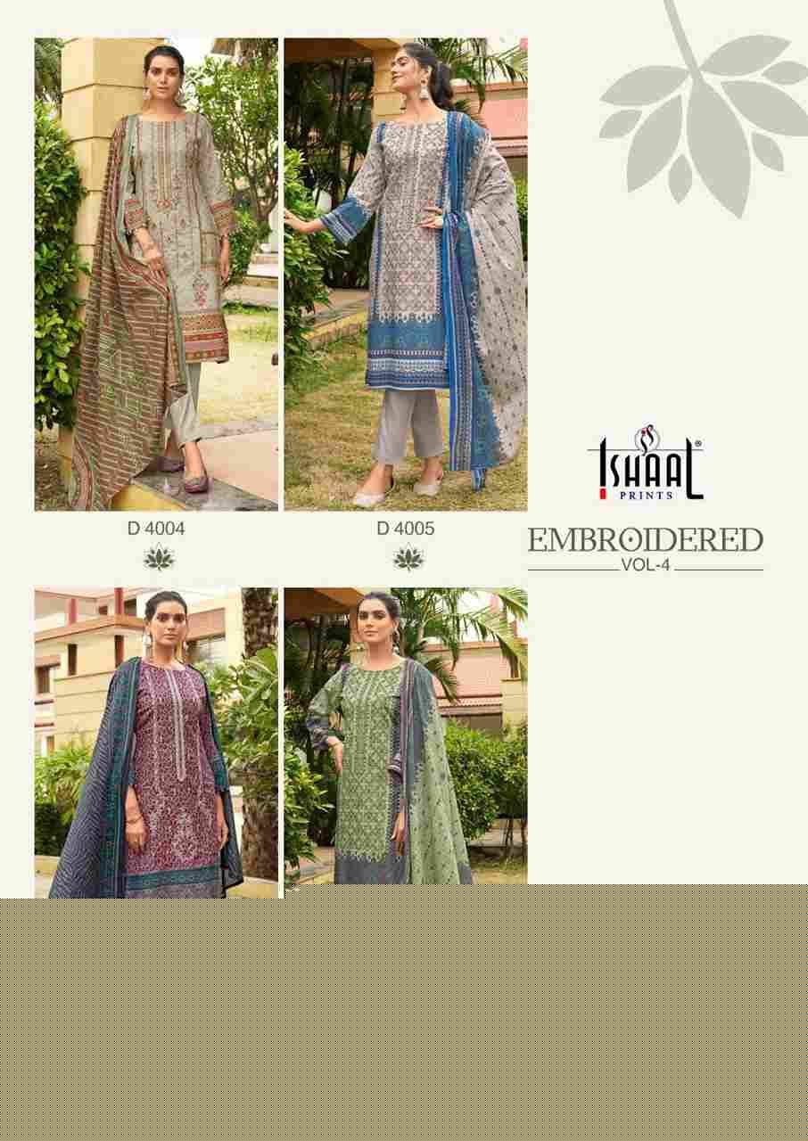 Embroidered Lawn Vol-4 By Ishaal Prints 4001 To 4010 Series Beautiful Festive Suits Colorful Stylish Fancy Casual Wear & Ethnic Wear Pure Lawn Dresses At Wholesale Price