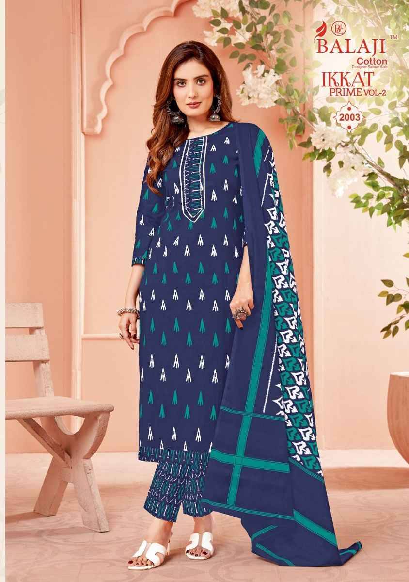 Ikkat Prime Vol-2 By Balaji Cotton 2001 To 2012 Series Beautiful Suits Colorful Stylish Fancy Casual Wear & Ethnic Wear Pure Cotton Print Dresses At Wholesale Price