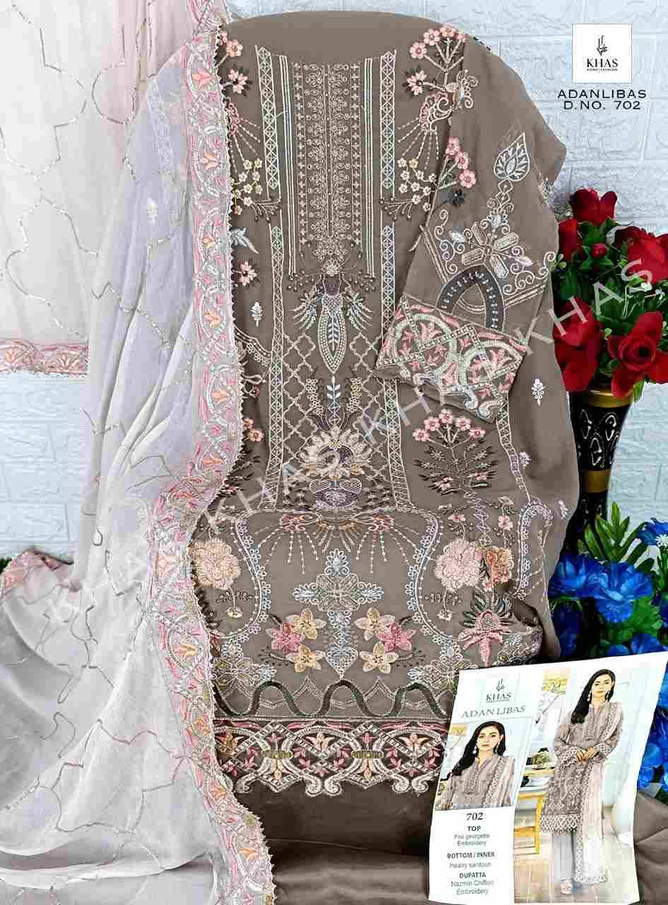 Adan Libas By Khas 702 To 704 Series Designer Pakistani Suits Beautiful Stylish Fancy Colorful Party Wear & Occasional Wear Faux Georgette With Embroidery Dresses At Wholesale Price