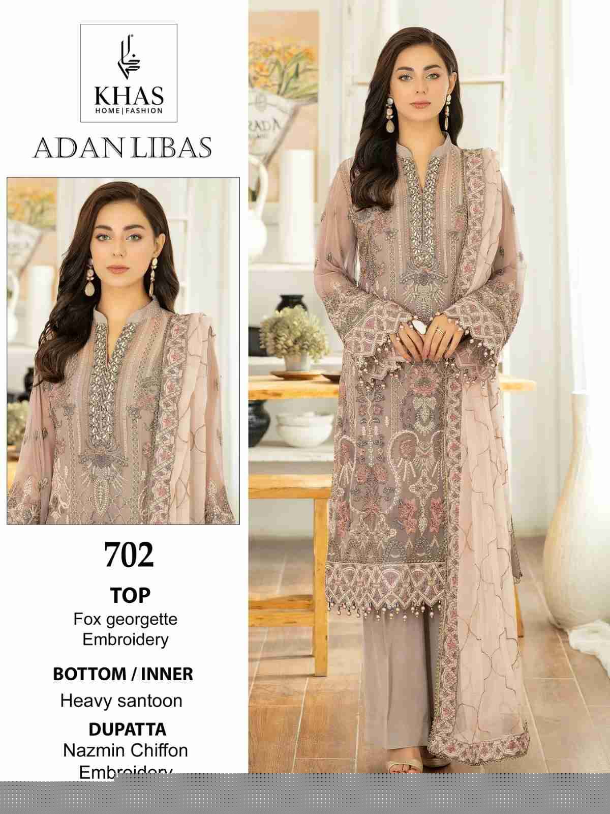 Adan Libas By Khas 702 To 704 Series Designer Pakistani Suits Beautiful Stylish Fancy Colorful Party Wear & Occasional Wear Faux Georgette With Embroidery Dresses At Wholesale Price