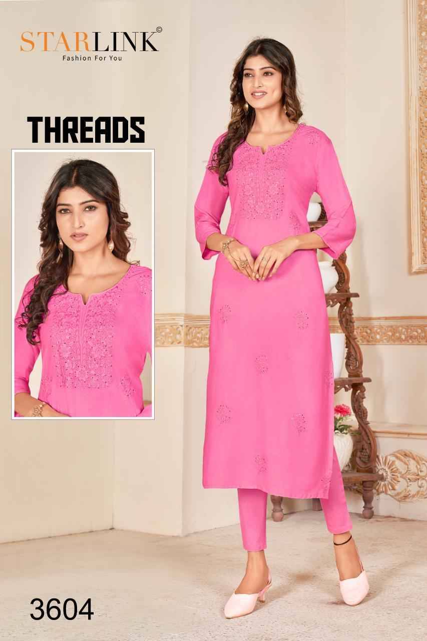 Threads By Starlink 3601 To 3612 Series Beautiful Stylish Fancy Colorful Casual Wear & Ethnic Wear Rayon With Work Kurtis At Wholesale Price
