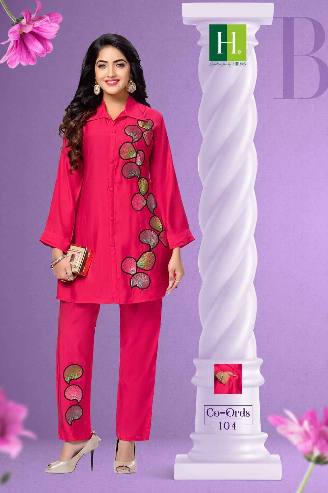Co-Ords By Hirwa 101 To 106 Series Designer Stylish Fancy Colorful Beautiful Party Wear & Ethnic Wear Collection Roman Silk Print Co-Ord Sets At Wholesale Price