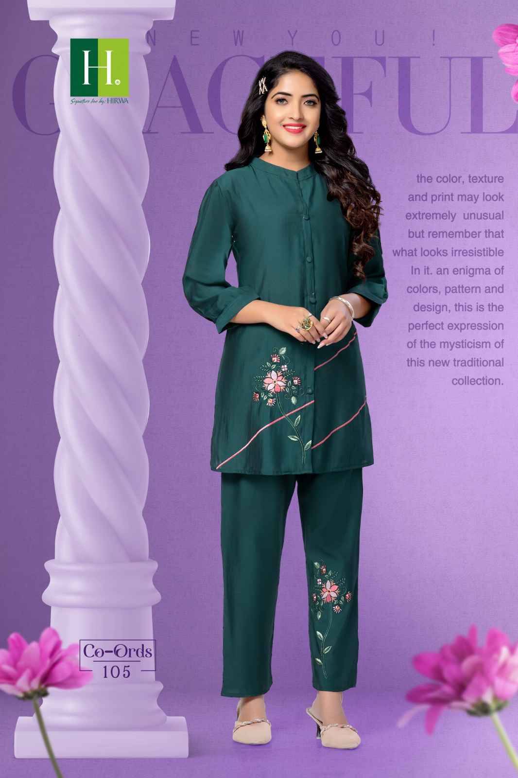 Co-Ords By Hirwa 101 To 106 Series Designer Stylish Fancy Colorful Beautiful Party Wear & Ethnic Wear Collection Roman Silk Print Co-Ord Sets At Wholesale Price