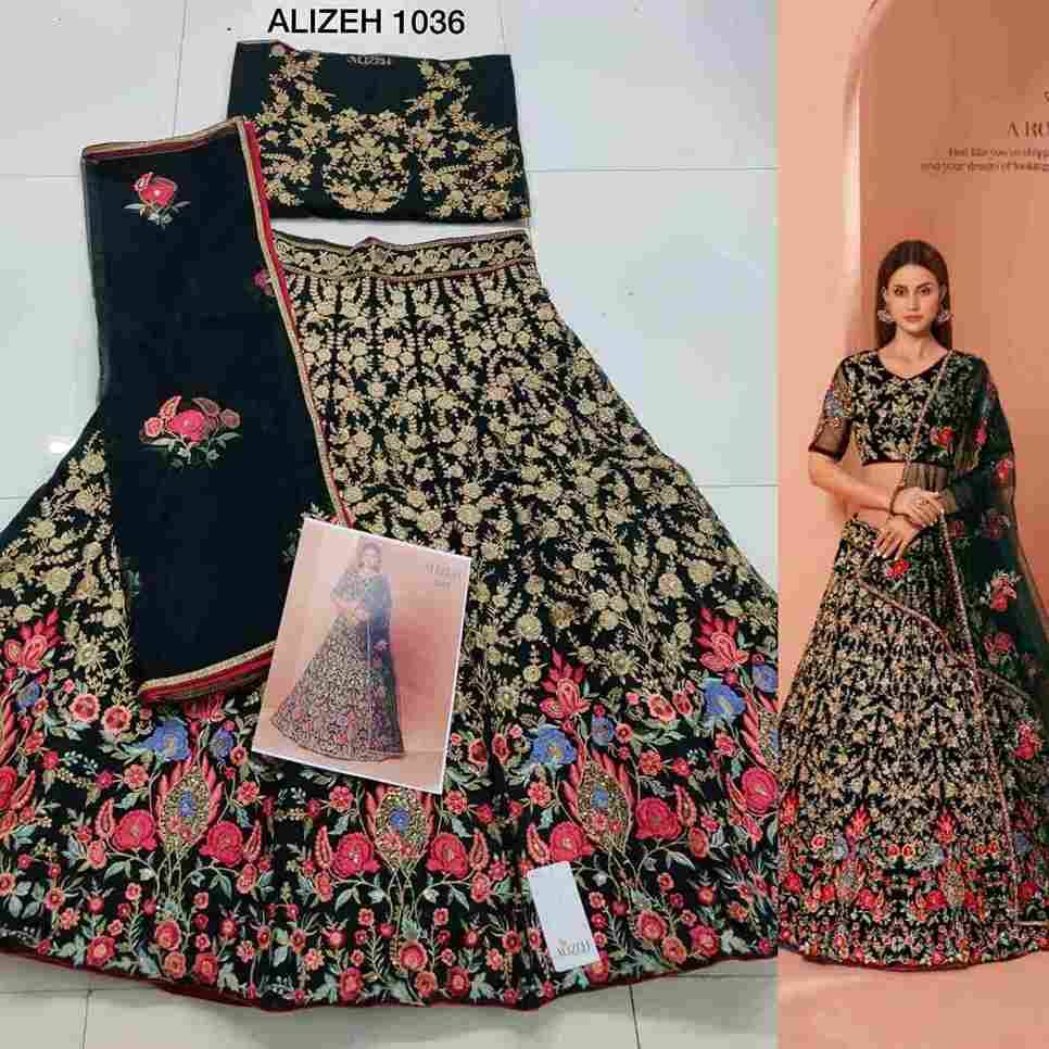 Alizeh Hit Design 1036 By Alizeh Indian Traditional Beautiful Stylish Designer Banarasi Silk Jacquard Embroidered Party Wear Net Lehengas At Wholesale Price