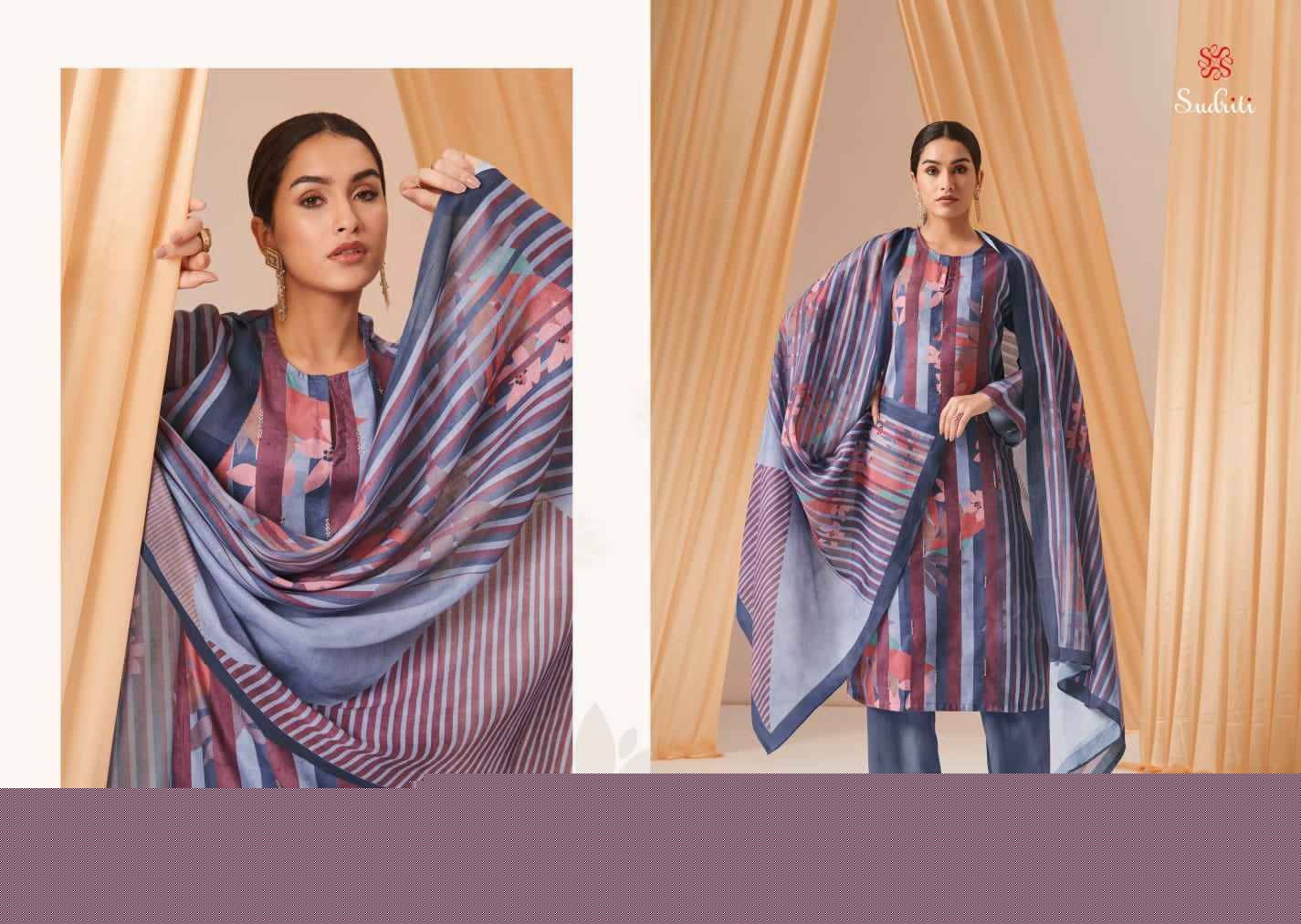 Striped Beauty By Sudriti Beautiful Stylish Festive Suits Fancy Colorful Casual Wear & Ethnic Wear & Ready To Wear Pashmia Twill Digital Print Dresses At Wholesale Price