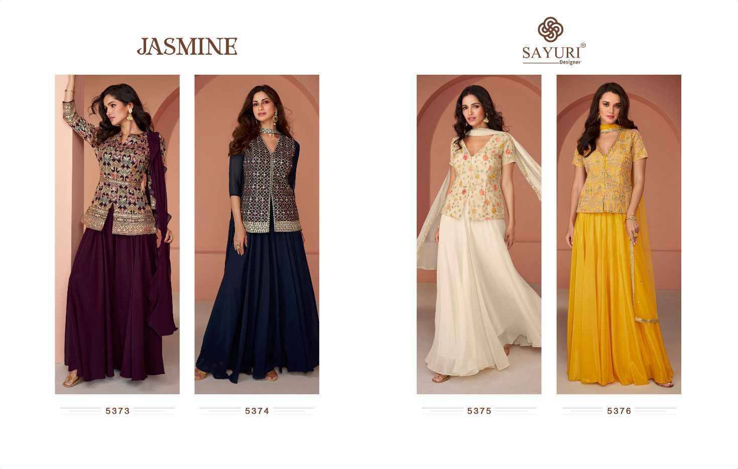 Jasmine By Sayuri 5373 To 5376 Series Beautiful Stylish Fancy Colorful Casual Wear & Ethnic Wear Georgette Gowns With Dupatta At Wholesale Price