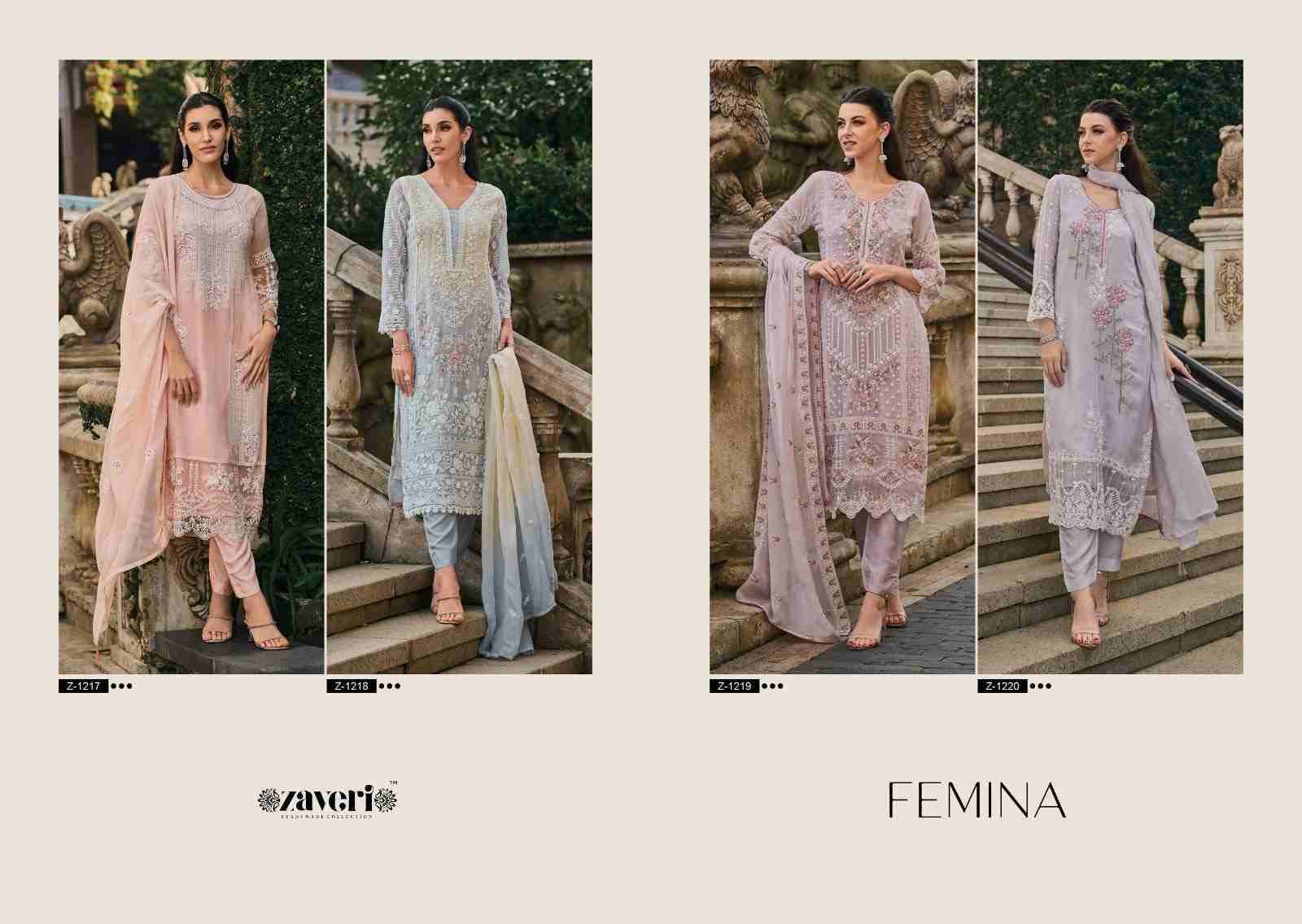 Femina 1217 Series By Zaveri 1217 To 1220 Series Designer Stylish Fancy Colorful Beautiful Party Wear & Ethnic Wear Collection Soft Organza Dresses At Wholesale Price