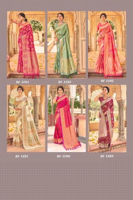 Mishri By Bfine 1189 To 1194 Series Indian Traditional Wear Collection Beautiful Stylish Fancy Colorful Party Wear & Occasional Wear Silk Sarees At Wholesale Price