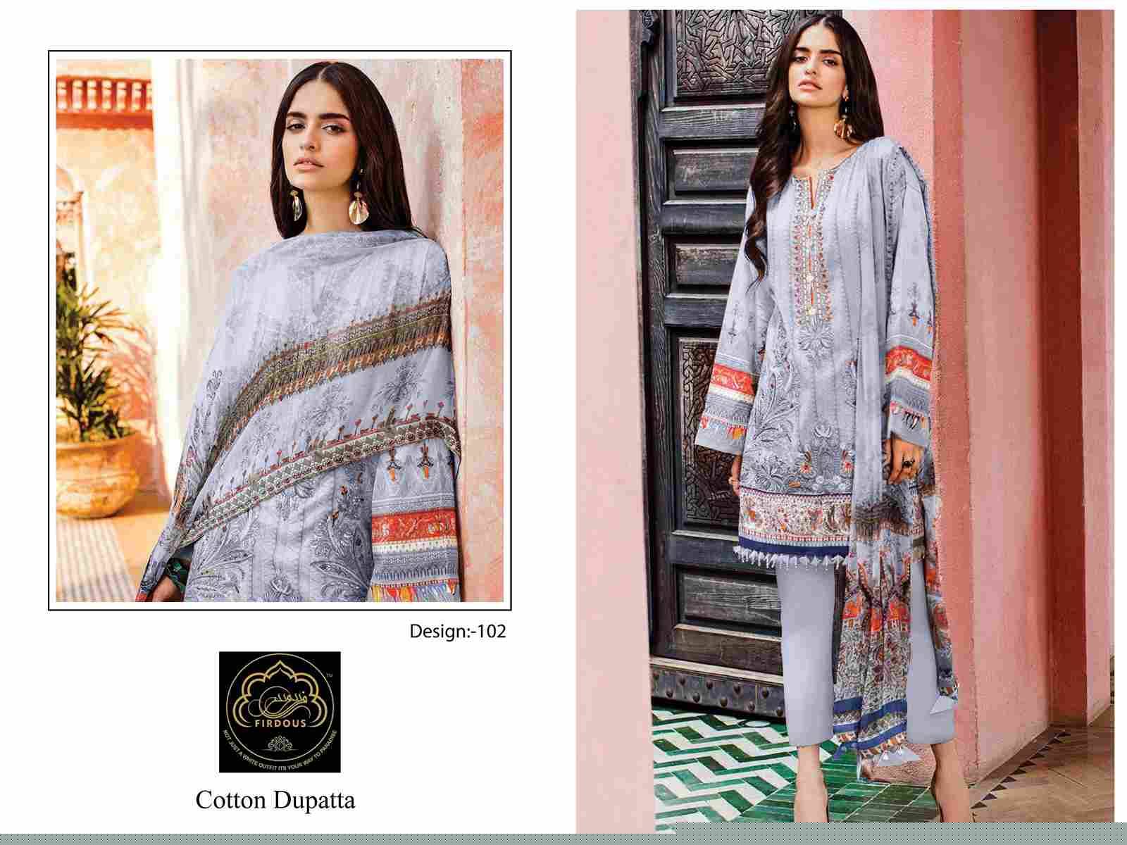 Firdous 101 Series By Firdous 101 To 102 Series Beautiful Pakistani Suits Colorful Stylish Fancy Casual Wear Pure Cotton Embroidered Dresses At Wholesale Price