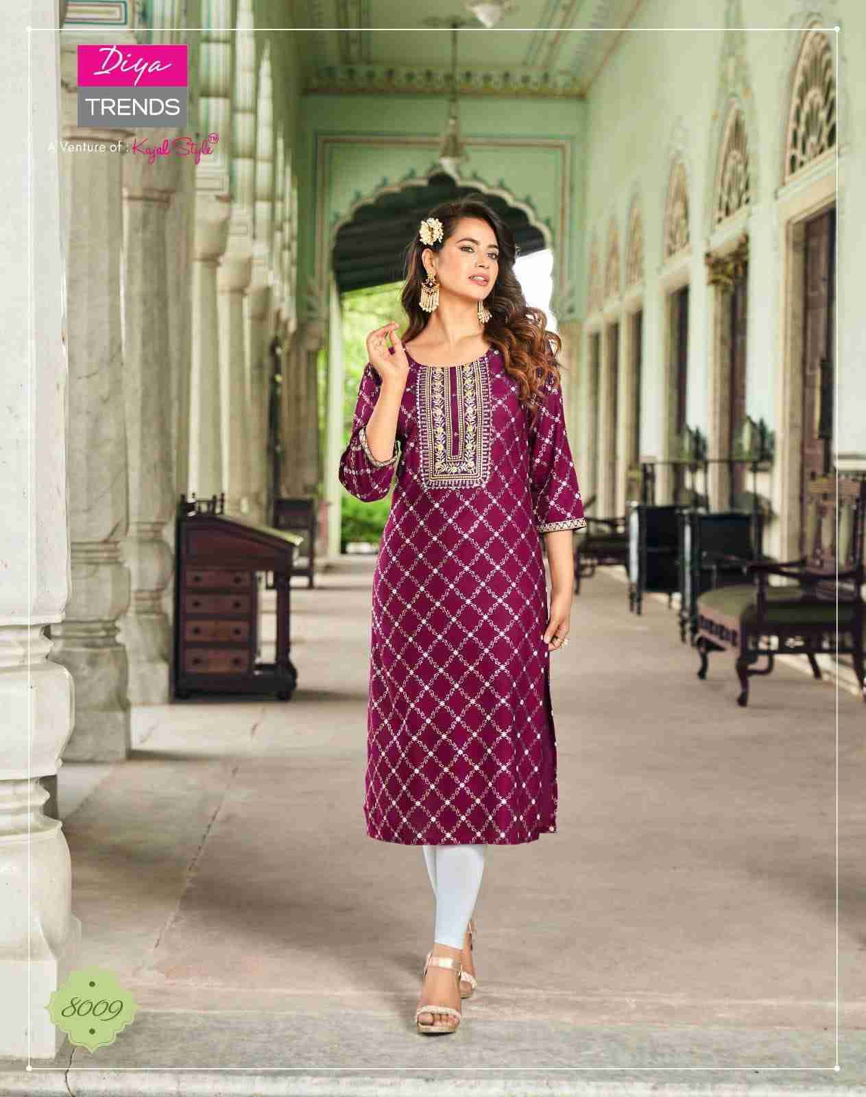 Victoriya Vol-8 By Diya Trends 8001 To 8010 Series Designer Festive Suits Collection Beautiful Stylish Fancy Colorful Party Wear & Occasional Wear Rayon Print Kurtis At Wholesale Price