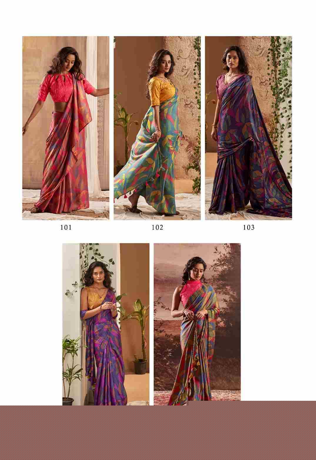 Venza By Stavan 101 To 110 Series Indian Traditional Wear Collection Beautiful Stylish Fancy Colorful Party Wear & Occasional Wear Fancy Sarees At Wholesale Price
